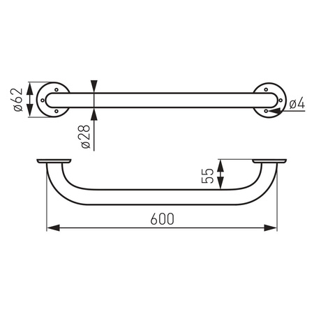 METALIA HELP uchwyt pojedynczy 60 cm, biały