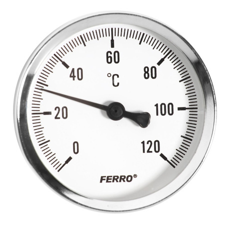 Termometr bimetaliczny FERRO fi 40 mm 120'C połączenie aksjalny