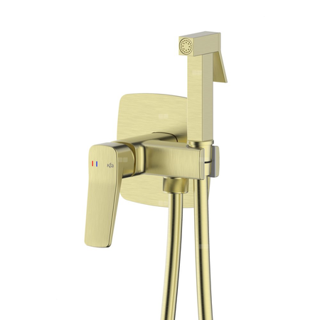 Bateria Malaga, bidetowa, podtynkowa, ścienna, PVD brushed light gold