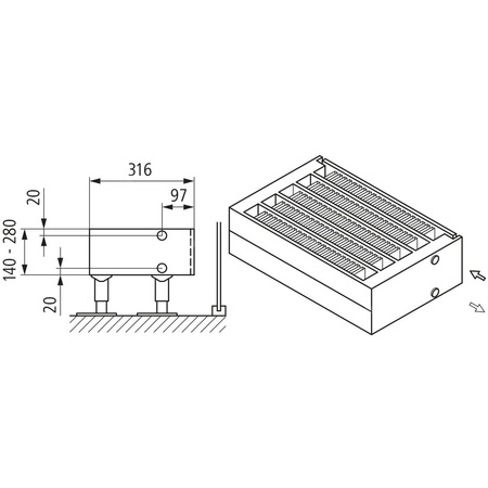 Konwektor Kermi Kon m. Str. Typ55 BH70x316x4000mm QN4388, weiß, 6bar, o. Abd, AB 12
