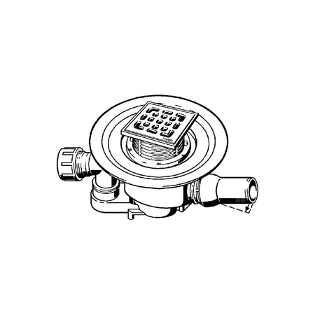 Wpust VIEGA 49216 z 1 przyłączem DN 50, odpływ pionowy, kratka 100x100mm stal