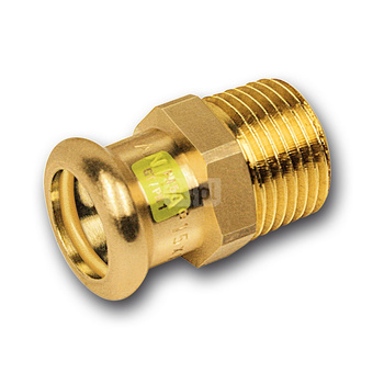 Nypel SANHA Press Gas, miedź, 18 mm x 1/2'' (zw x GZ)