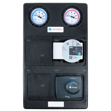 Grupa pompowa AFRISO PrimoTherm K 180-2 DN 25 WP 3-WM-SM GZ x GW 1 1/2'' x 1'', z zaworem mieszającym, z izolacją, z pompą obiegową Wilo Para SC 25/6, z siłownikiem arm 343 proclick