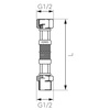 Wąż przyłączeniowy elastyczny FERRO z oplotem (stal), GW x GZ, 1/2'' x 1/2'', długość 150 mm, z uszczelką
