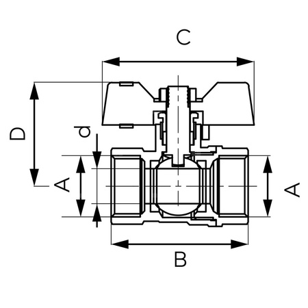 Zawór kulowy FERRO F-COMFORT 3/4'' GW, uchwyt: motylek