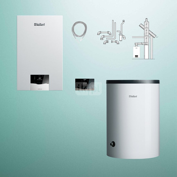 Pakiet - Kocioł gazowy jednofunkcyjny VAILLANT ecoTEC plus VC 25CS/1-5 kondensacyjny wiszący 2.8 - 26.4 kW + RegulatorsensoCOMFORT 720f + Zestaw powietrzno-spalinowy szachtowy + Zasobnik c.w.uVIH R 150/6 B
