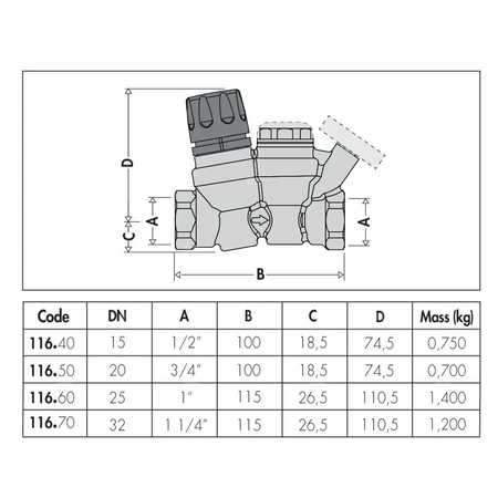 Termostatyczny zawór do cyrkulacji c.w.u.  1"