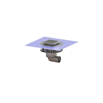 Wpust KESSEL Ferrofix z 1 przyłączem DN 100, odpływ poziomy (zdejmowany), kratka 138x138mm stal nierdzewna