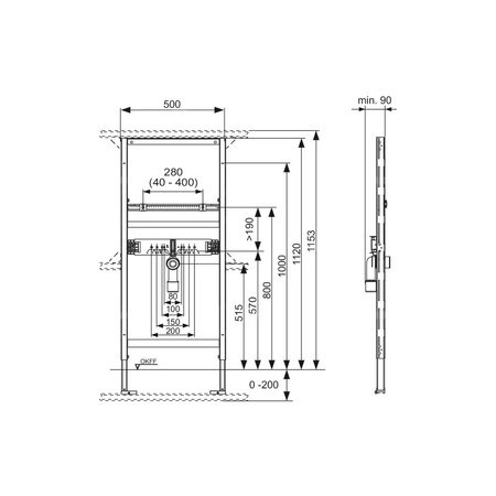 TECEprofil - stelaż montażowy pod umywalkę