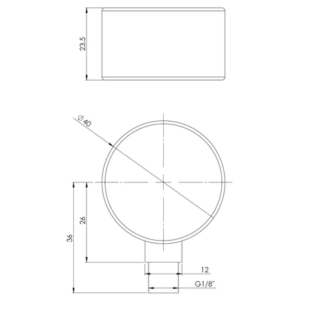 Manometr z rurką Bourdona AFRISO RF standardowy 0/250 bar G1/8B radialne fi 40 mm, kl. 1.6%