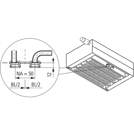 Konwektor Kermi V-Konvektor Typ22 BH210x122x4800mm QN4690, weiß, 6 bar, o. Abd., Vent. re