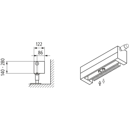 Konwektor Kermi V-Konvektor Typ22 BH140x122x5000mm QN3635, weiß, 6 bar, m. Abd., Vent. re