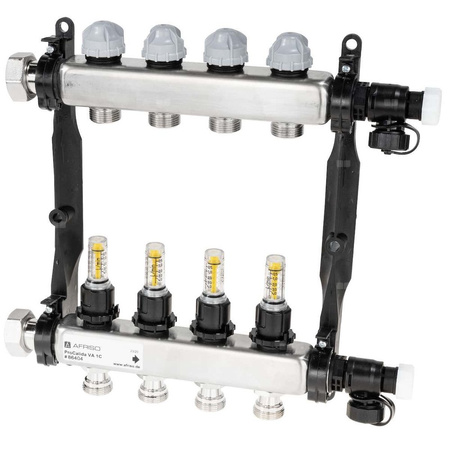 Rozdzielacz do ogrzewania podłogowego AFRISO ProCalida VA 1C 4-obieg. stal nierdzewna GZ 1'' x euroconus 3/4''