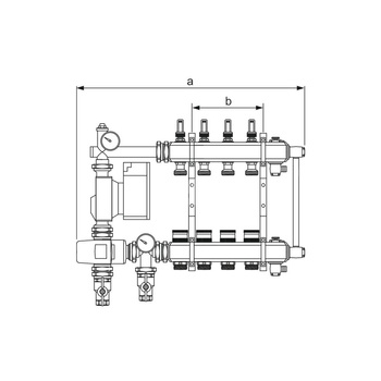Rozdzielacz do ogrzewania podłogowego TECE floor 9-obieg. mosiądz 1'' x eurocono 3/4'' + przepływomierz + pompa