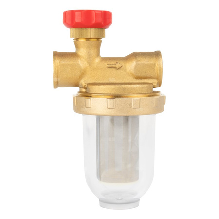 Filtr olejowy AFRISO V 1/2 - 500 St jednorurowy fi 1/2'' x 1/2'' GW x GW, z wkładem stalowym, maks. przepływ 500 l/h