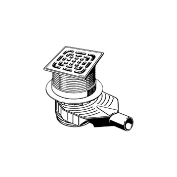 Wpust VIEGA 491411 z 1 przyłączem DN 50, odpływ pionowy, kratka 150x150mm stal