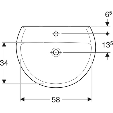 Umywalka Koło Rekord: 65x49cm, Otwór na baterię=Na środku, Przelew=Widoczny, Biały