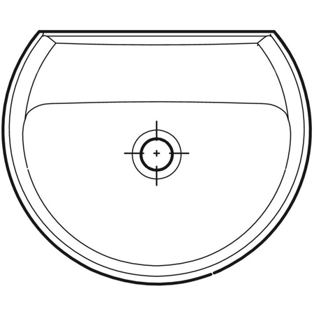 Umywalka mała Koło Rekord z asymetrycznym przelewem: 45x37cm, Otwór na baterię=Bez, Przelew=Widoczny, Biały