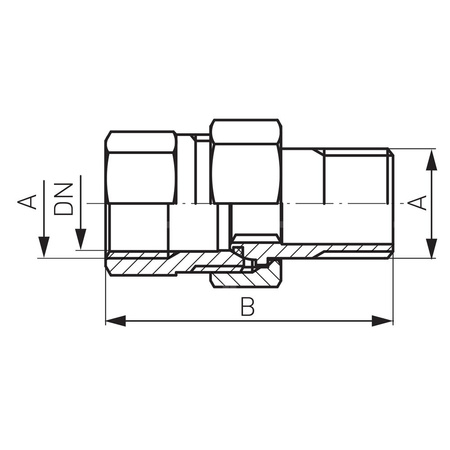 Śrubunek prosty z uszczelką FERRO, mosiądz (chrom), 3/4'' (GW x GZ)