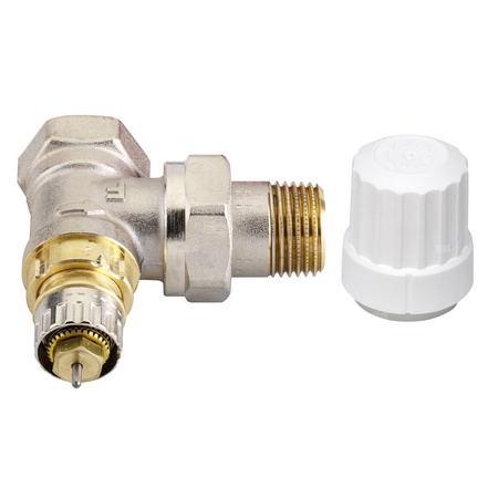 Zawór grzejnikowy RA-IN, Przepływ normalny, DN 15, Kątowy, F