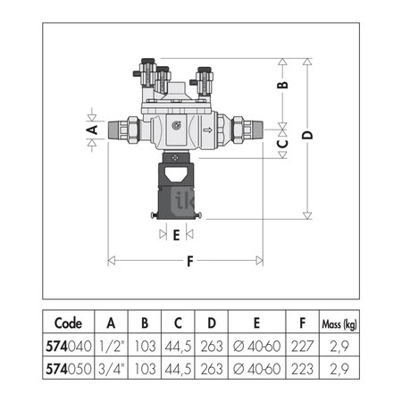 Izolator przepływów zwrotnych ze strefą obniżonego ciśnienia z możliwością nadzoru.  1" -  Typu BA