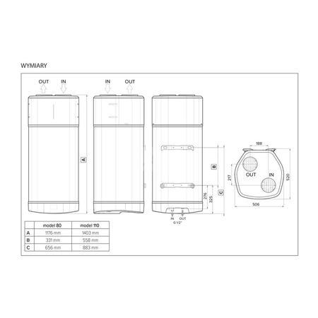 Wisząca pompa ciepła c.w.u. NUOS PLUS S2 WI-FI 110 WH