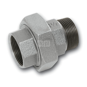 Śrubunek SANHA 331# trzyczęściowy, żeliwo (ocynk galwaniczny/elektrolityczny) (ocynk), 1 1/2'' (GW x GZ)