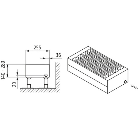 Konwektor Kermi Konvektor Typ54 BH210x255x4400mm QN9205, weiß, 6bar, o. Abd., AB Uni.