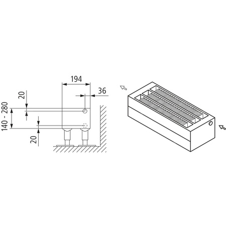 Konwektor Kermi Konvektor Typ43 BH140x194x3200mm QN3792, weiß, 6bar, o. Abd., AB Uni.