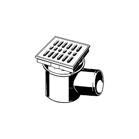 Wpust VIEGA 4956 z 1 przyłączem DN 100, odpływ pionowy, kratka 150x150mm tworzywo sztuczne