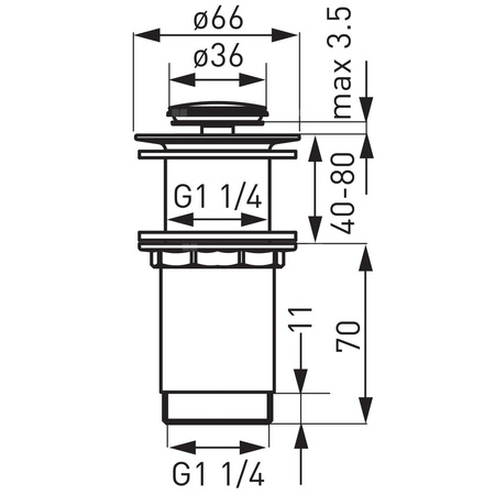 Zawór spustowy uniwerrsalny do umywalek bez przelewu, wysoki, chrom