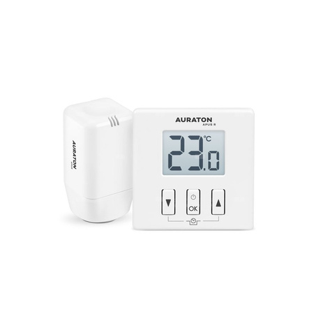 AURATON Apus SET - Dobowy, bezprzewodowy regulator temperatury z elektroniczną głowicą grzejnikową (zestaw)
