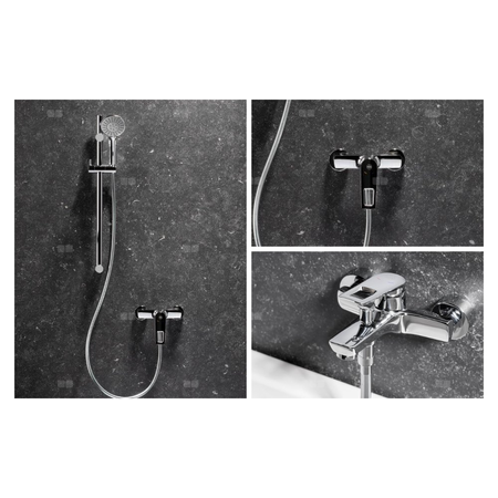 Bateria natryskowa ścienna KFA Armatura AMAZONIT, kolor chrom