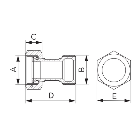 Półśrubunek prosty z uszczelnieniem płaskim, nakrętno-wkrętny 1x1