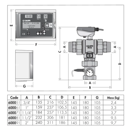 LEGIOMIX - Elektroniczny zawór mieszający 3/4" do c.w.u. . Nadzór nad procesem dezynfekcji. Przyłącza z gwintem zewnętrznym. Zasilanie 230 V.