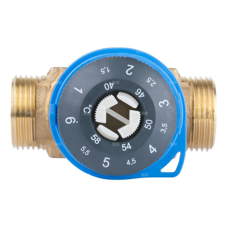 Zawór regulacyjny termostatyczny do wody ciepłej AFRISO ATM 343 ze śrubunkami mosiądz GZ 3/4'', DN 15, zakres temp. 35-60'C, Kvs 1.6 m3/h, maksymalna temperatura 90'C, maksymane ciśnienie 10 bar