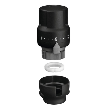 Głowica termostatyczna do armatury grzejnikowej dekoracyjnej. Z wbudowanym czujnikiem, elementem zabezpieczającym przed zmianą nastaw i specjalnym kluczem Wykończenie: czarne