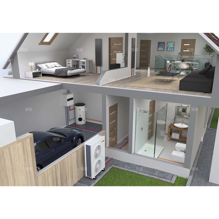 Pakiet - Pompa ciepła powietrzna powietrze-woda monoblok ARISTON NIMBUS FLEX M NET R32 11 kW 400 V + Moduł naścienny Sensys HD z łącznością Wi-FI + Zasobnik buforowy 200 l