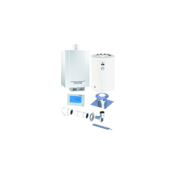 Pakiet - Kocioł gazowy jednofunkcyjny DE DIETRICH MCR3 Evo 24T kondensacyjny wiszący 6.1 - 24.8 kW + RegulatoriSense + Zestaw powietrzno-spalinowy szachtowy + Zasobnik c.w.uSRK100MG