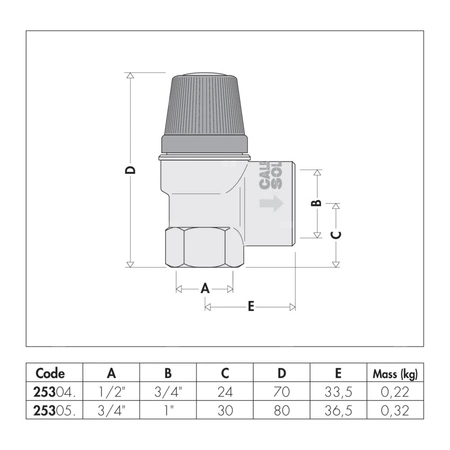 Zawór przelewowy CALEFFI dla instalacji solarnych mosiądz (chromowany) 3 bar GW 3/4'' x 1''