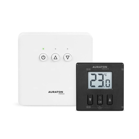 AURATON Aquila SET (wersja czarna) - Dobowy, bezprzewodowy regulator temperatury ze sterownikiem urządzenia grzewczego (zestaw)