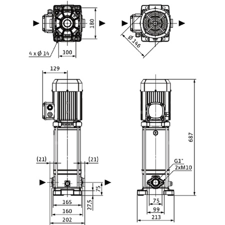 Wilo-Medana CV1-L.216-1/E/E/160 pionowa wysokociśnieniowa pompa wirowa