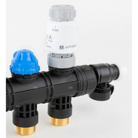 Siłownik termoelektryczny TSA-02 FO, nakrętka M30 x 1,5 mm, 230 V AC, NC, funkcja sterowania ręcznego