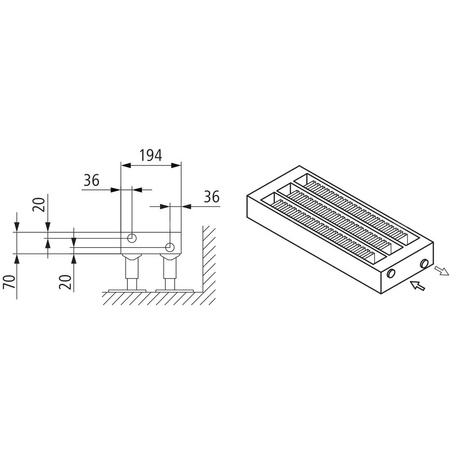 Konwektor Kermi Konvektor Typ43 BH70x194x5000mm QN4065, weiß, 6bar, o. Abd, AB 12