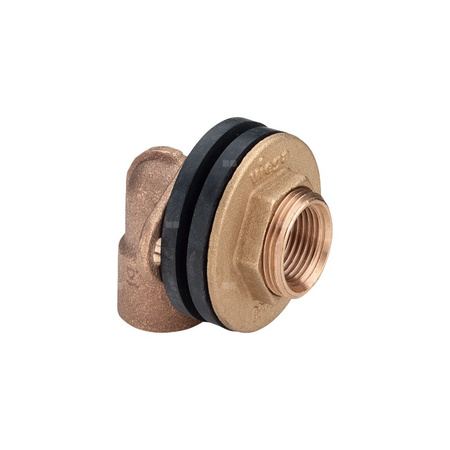 Przepust ścienny 90' VIEGA 3426 dwuczęściowy, kątowy, brąz / brąz, 15 mm, 1/2'' x 15 mm (gw x gw), 30 mm