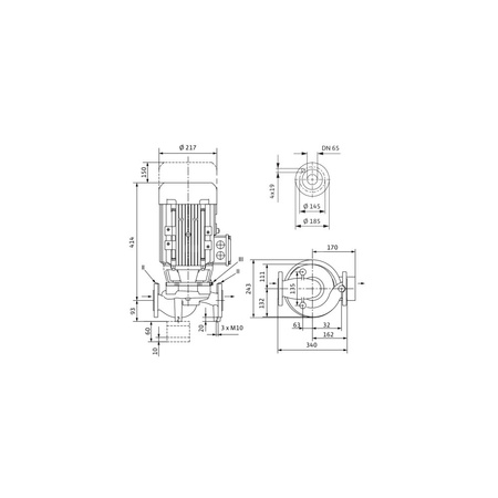 Pompa obiegowa WILO VeroLine-IPL 65/120-3/2-IE3 typu in-line z silnikiem znormalizowanym 50 Hz, moc silnika 3kW 6.15 A 2900 obr/min, wlot Kołnierz DN 65