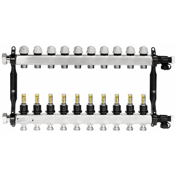 Rozdzielacz do ogrzewania podłogowego AFRISO ProCalida VA 1C 10-obieg. stal nierdzewna GZ 1'' x euroconus 3/4''