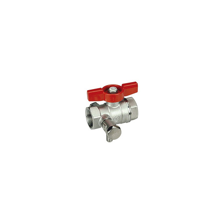 Zawór kulowy GIACOMINI R251S 1/2'' GW z kurkiem spustowym 1/4'', uchwyt: motylek