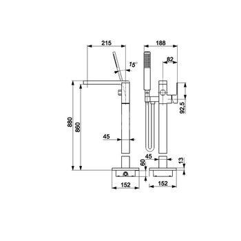 Bateria wannowa stojąca KFA Armatura LOGON, kolor czarny