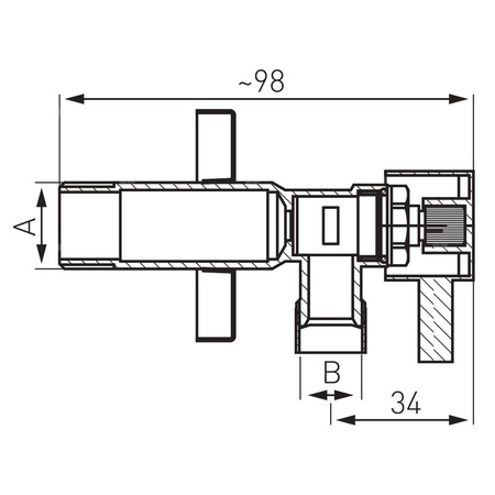 Zawór wodny FERRO Kątowy z głowicą ceramiczną GZ 1/2'' x GZ 3/4''